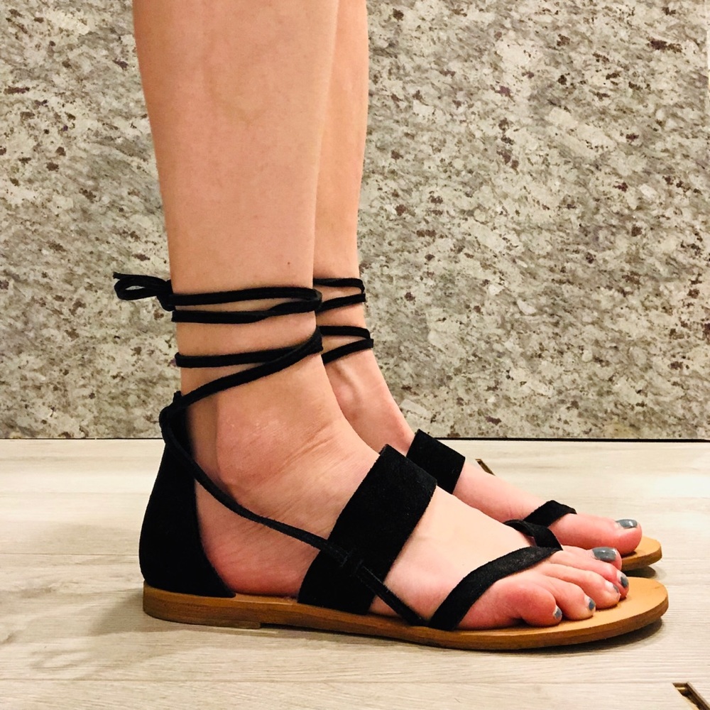 Black lace up sandals by Treasure and Bond